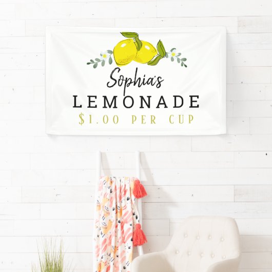 Citrus Bloemen Limonade Stand Kinder Wit Spandoek (Insitu)