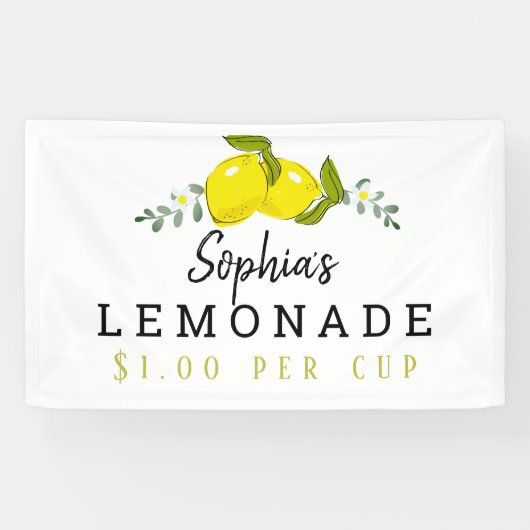 Citrus Bloemen Limonade Stand Kinder Wit Spandoek (Horizontaal)