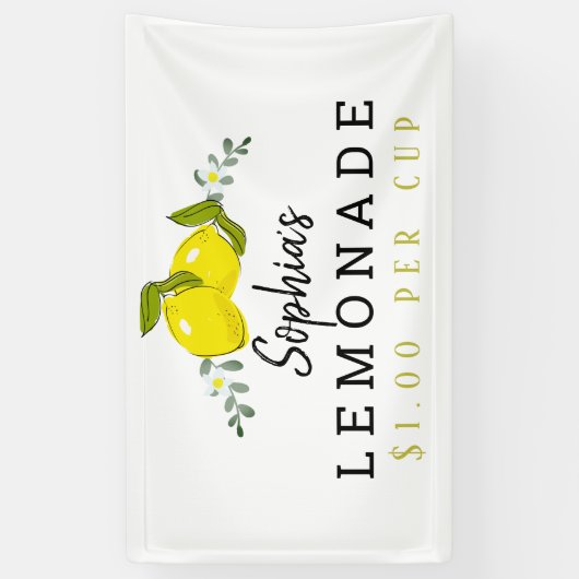 Citrus Bloemen Limonade Stand Kinder Wit Spandoek (Verticaal)