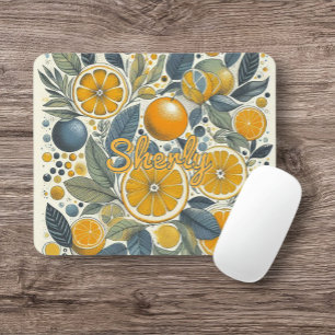 Citrus Bloemen Patroon Levendige Botanische Zomer Muismat