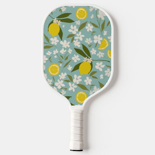 Citrus Bloemen Patroon Sky Blue Pickleball Paddle (Achterkant)