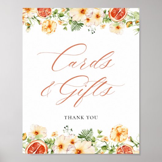 Citrus Bloemen Vrijgezellenfeest Kaarten en Gesche Poster (Voorkant)