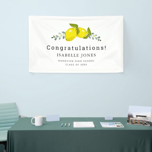Citrus Bloemen Wit Afstuderen Spandoek (Beurs)