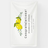 Citrus Bloemen Wit Afstuderen Spandoek (Verticaal)