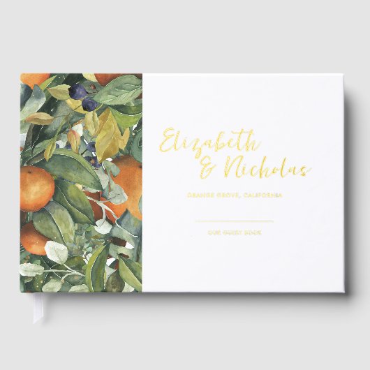 Citrus Bloemig | Botanische Bruiloft Gastenboek (Voorkant)