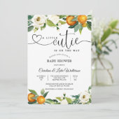 Citrus Bloemige Baby Shower Uitnodiging (Staand voorkant)