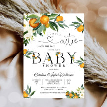 Citrus Bloemige Baby Shower Uitnodiging