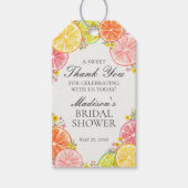 Citrus Bloemige Bruiloftsshower Favor geschenken Cadeaulabel (Voorkant)