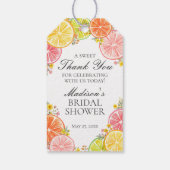 Citrus Bloemige Bruiloftsshower Favoren Hoofdsquee Cadeaulabel (Achterkant)