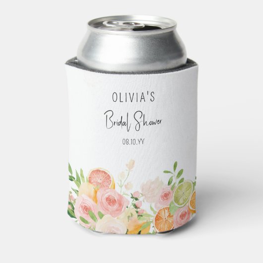 Citrus Bloemige Bruiloftstropical fel Blikjeskoeler (Blikje Achterkant)