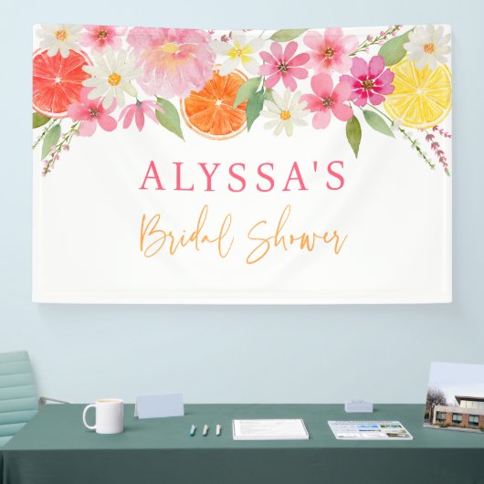 Citrus Bloemige Citroen Sinaasappel Bruidsdiner Spandoek (Beurs)