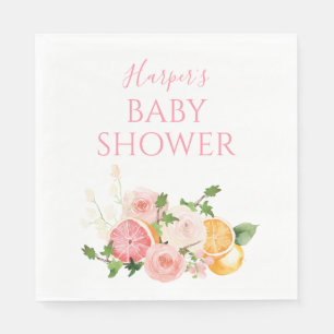 Citrus Bloemige Fruit Baby Shower Servet