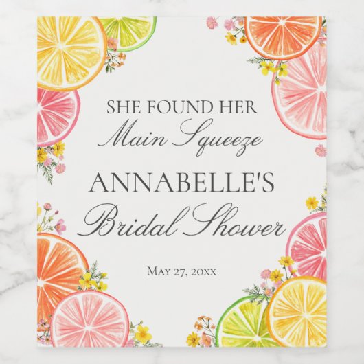 Citrus Bloemige Hoofdtang Bruiloftsontbijt Dessert Wijn Etiket (Enkel label)