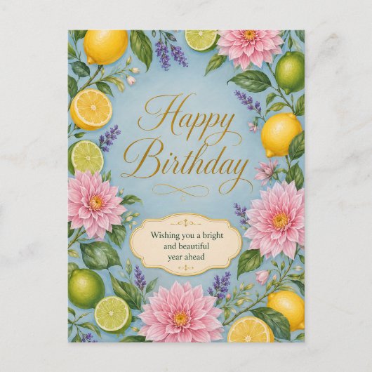 Citrus Bloesem Verjaardagsviering Briefkaart (Voorkant)