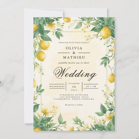 Citrus Bloom Archway Wedding Kaart (Voorkant)