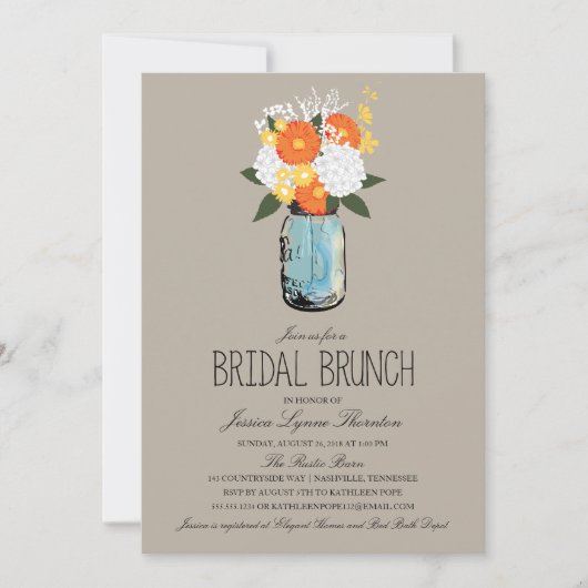 Citrus Bloom Mason Jar | Bridesmaid Brunch Kaart (Voorkant)