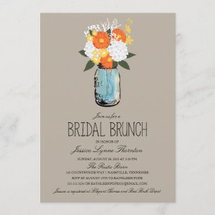 Citrus Bloom Mason Jar Bridesmaid Brunch Kaart