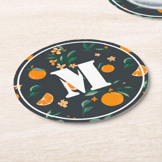 Citrus Bloom Sinaasappels & Foliage Bontanical Ronde Kartonnen Onderzetter (Gebogen)