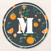 Citrus Bloom Sinaasappels & Foliage Bontanical Ronde Kartonnen Onderzetter (Voorkant)