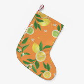 Citrus Bloom Waterverf Fabric Kleine Kerstsok (Voorkant (Hangend))