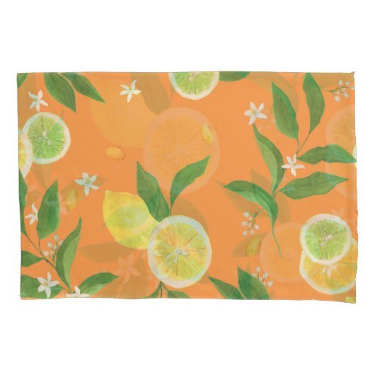 Citrus Bloom Waterverf Fabric Kussensloop (Voorkant)