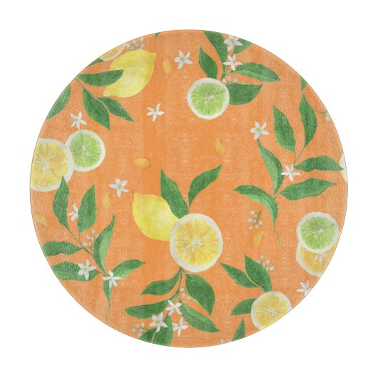 Citrus Bloom Waterverf Fabric Snijplank (Voorkant)