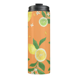 Citrus Bloom Waterverf Fabric Thermosbeker