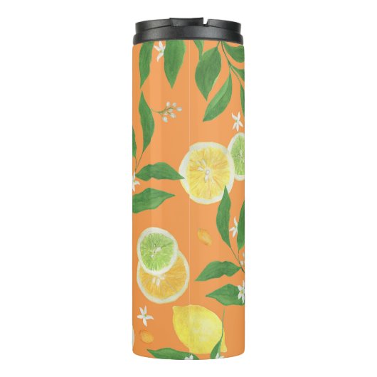 Citrus Bloom Waterverf Fabric Thermosbeker (Achterkant)