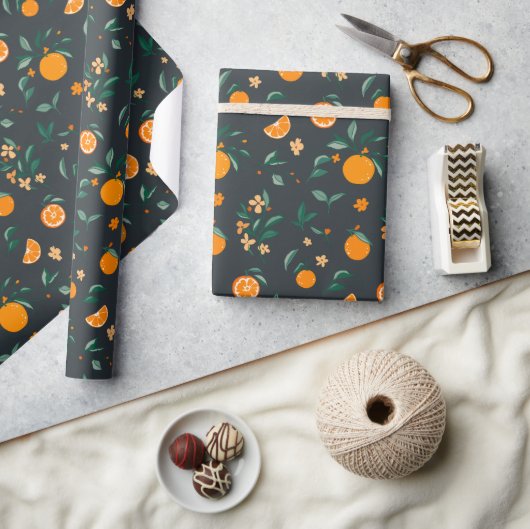 Citrus Blooms Sinaasappels & Bladgroen Cadeaupapier (Crafts)