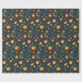 Citrus Blooms Sinaasappels & Bladgroen Cadeaupapier (Vlak)