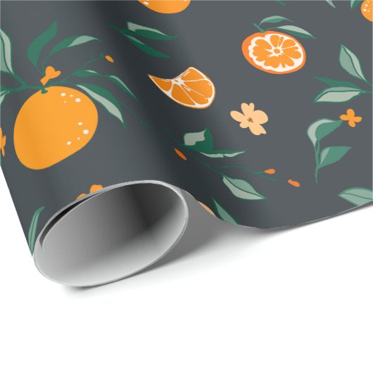 Citrus Blooms Sinaasappels & Bladgroen Cadeaupapier (Rol Hoek)