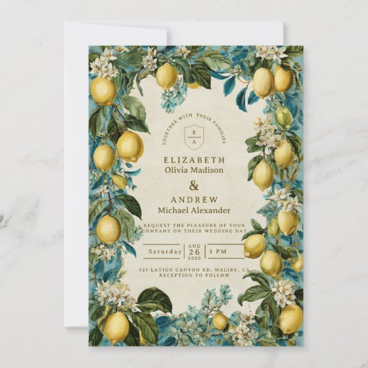 Citrus Blossom Heritage Wedding Kaart (Voorkant)