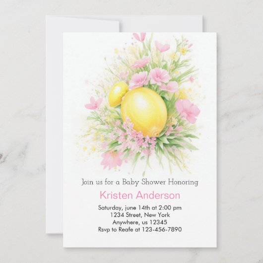 Citrus Blossom Meadow Meisje Baby shower Kaart (Voorkant)