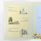 Citrus Blue Watercolor Illustration Wedding Drieluik Uitnodiging (Binnenzijde eerst)