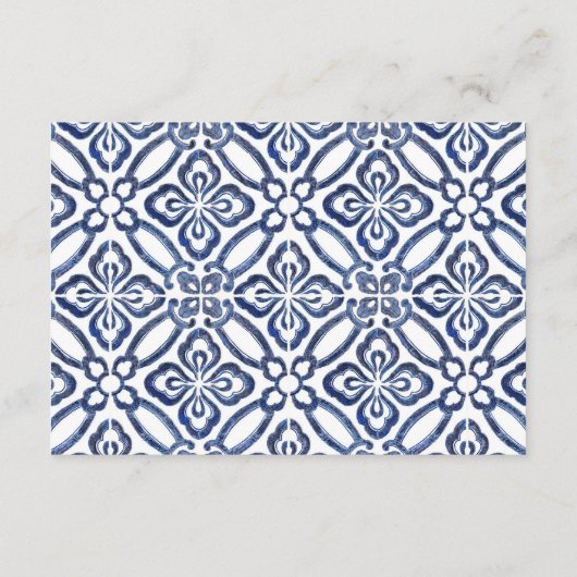 Citrus Bold Bloemen Donkerblauwe Tegel Registry De Informatiekaartje (Achterkant)