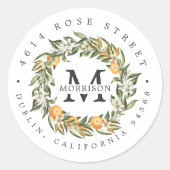 Citrus Boomgaard | Boho Botanisch Retouradres Ronde Sticker (Voorkant)