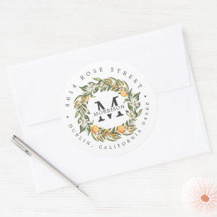 Citrus Boomgaard Boho Botanisch Retouradres Ronde Sticker