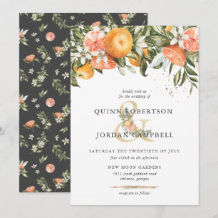 Citrus Boomgaard   Boho Botanische Trouwuitnodigin Kaart