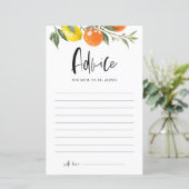 Citrus Botanical Baby shower Advice Kaart (Staand voorkant)