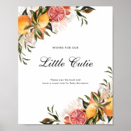 Citrus Botanical | Baby shower Gastenboek Sign Poster