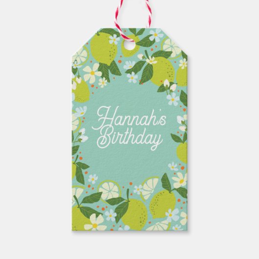 Citrus Botanical Custom Verjaardag Gift Label Cadeaulabel (Voorkant)