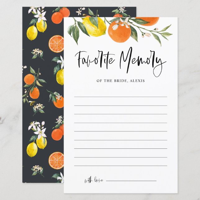 Citrus Botanical Favorite Memory of the Bride Kaar (Voorkant / Achterkant)
