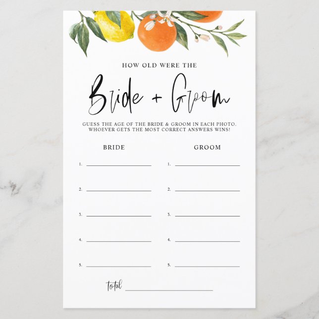 Citrus Botanical how Old was Bride & Groom (Voorkant)