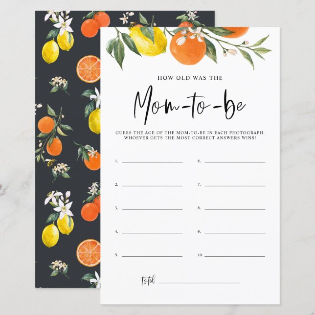 Citrus Botanical how Old was the Mam Shower Game (Voorkant / Achterkant)