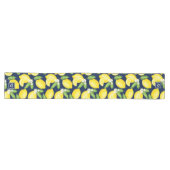 Citrus Botanical Lemon Navy Blue Monogram Lange Tafelloper (Horizontaal)