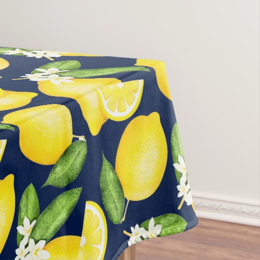 Citrus Botanical Lemon Navy Blue Tafelkleed (Voorbeeld)