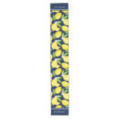 Citrus Botanical Lemon Personalize Navy Blue Lange Tafelloper (Voorkant)