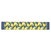 Citrus Botanical Lemon Personalize Navy Blue Lange Tafelloper (Horizontaal)