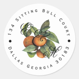 Citrus Botanical Oranje Greenery Ronde Sticker