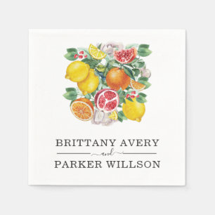 Citrus Botanical Wedding Waterverf Servet